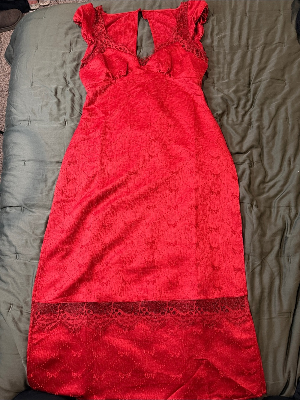 Free People Red Lace Midi Dress
